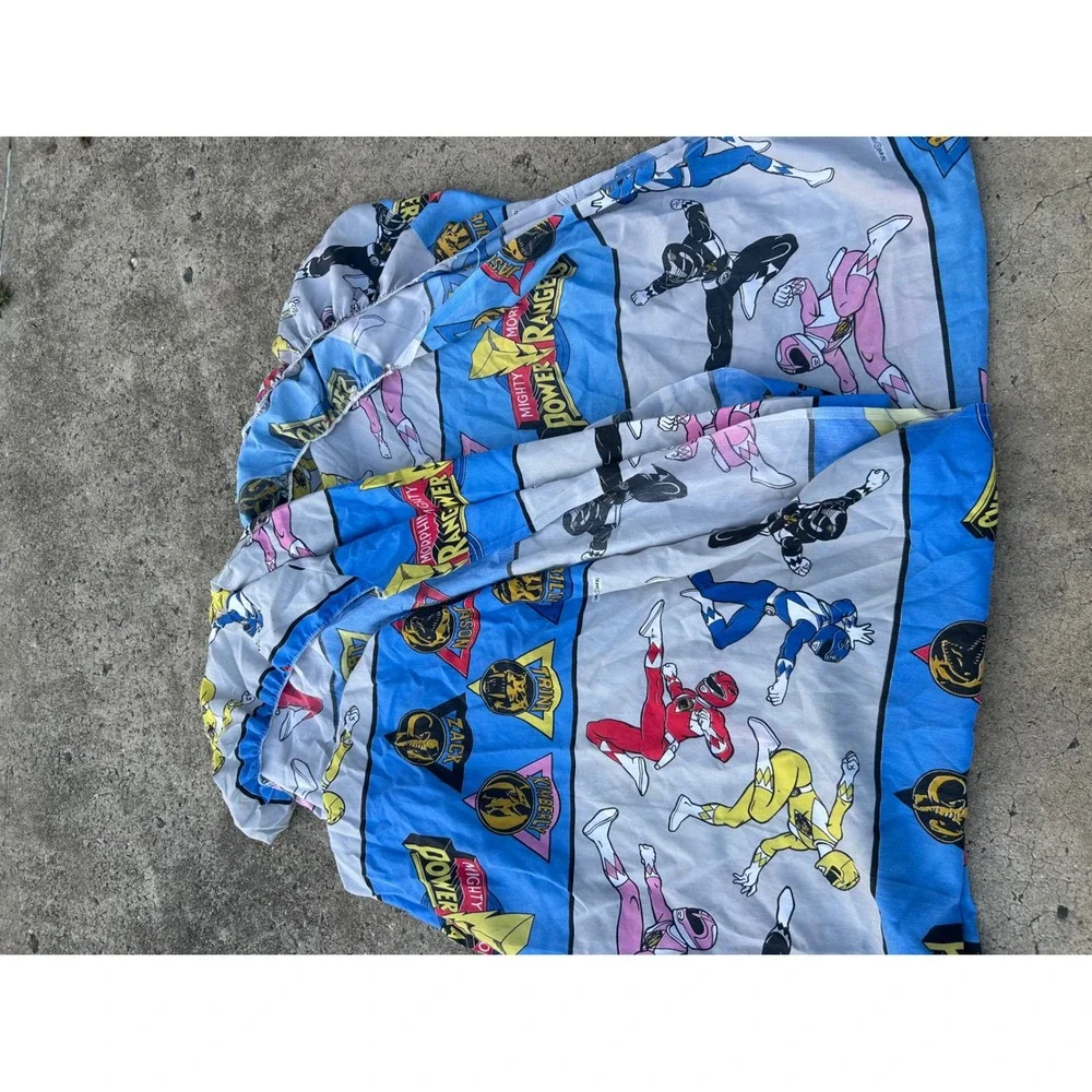 S2 aban Power Rangers Twin fitted Sheet Blue 1994 Vintage Bedding Kids